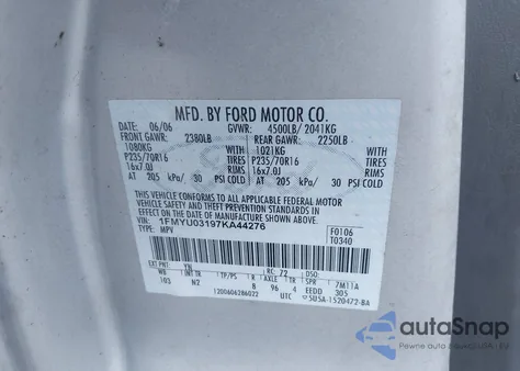 2007 Ford Escape Xlt z USA, uszkodzony, nr VIN 1FMYU03197KA44276